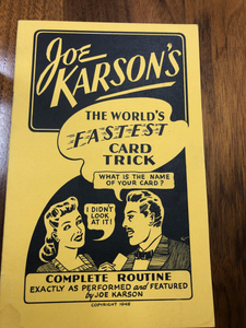 Joe Karson's Worlds Fastest Card Trick