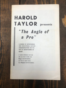 Harold Taylor's The Angle of A Pro